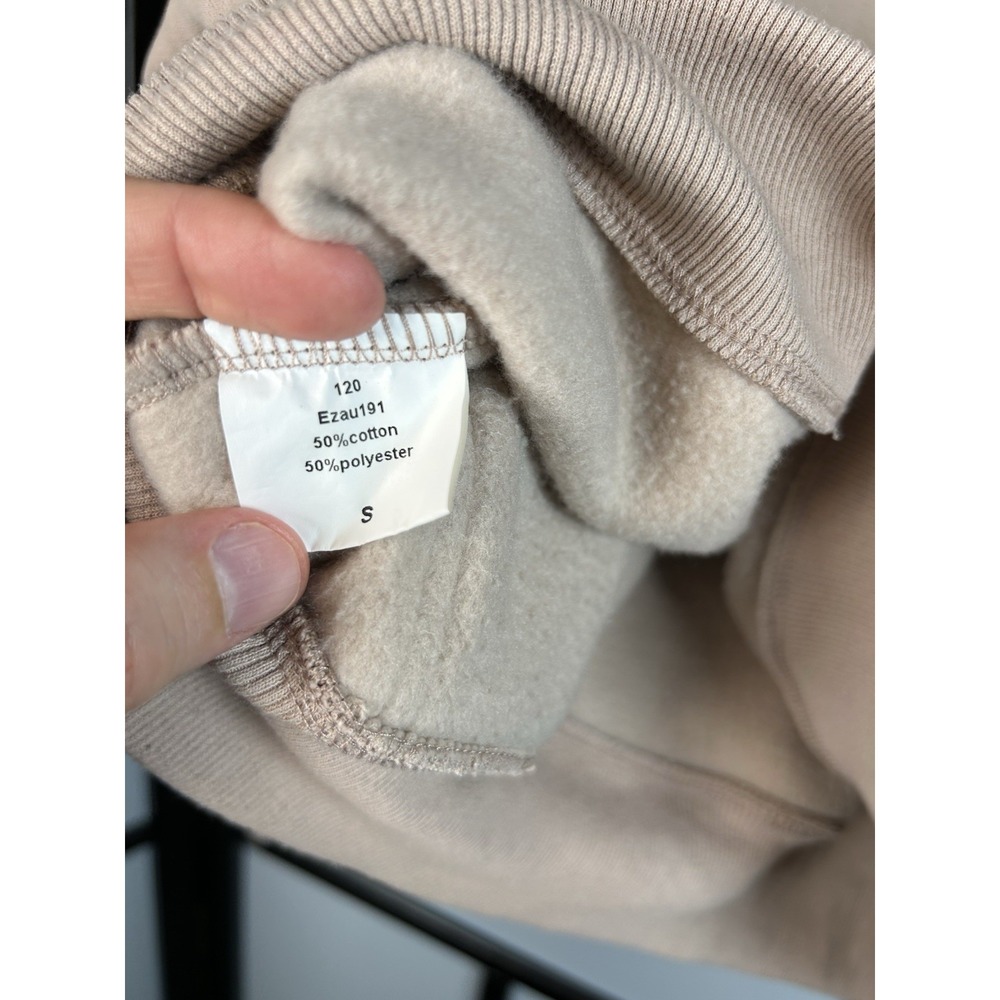 AUTOMET Women's Half Zip Cropped Sweatshirt Fleece Pullover Beige Small - Picture 5 of 10